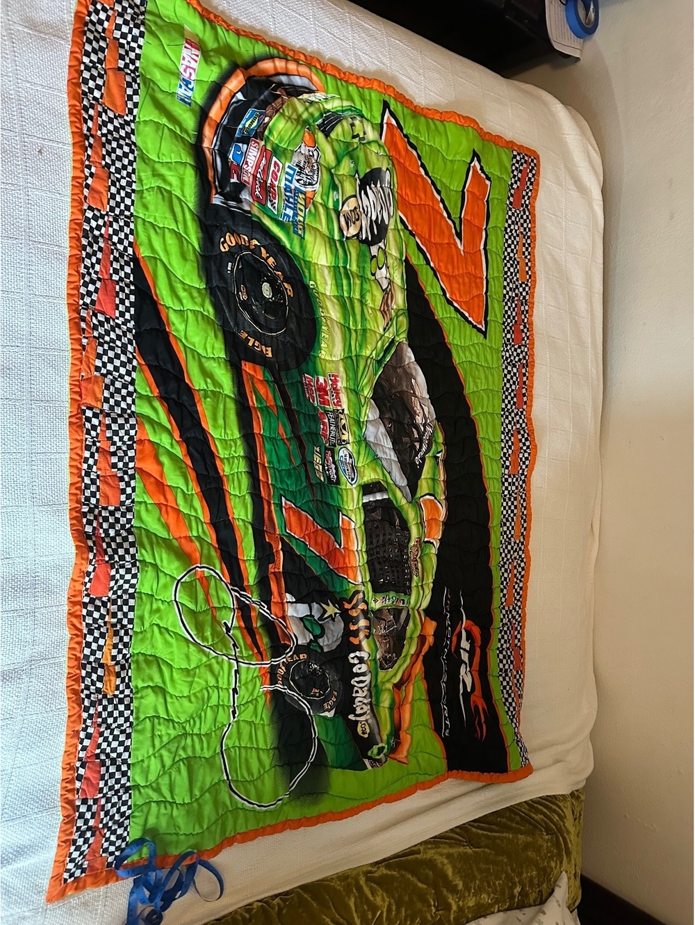 Go Daddy NASCAR Racing Quilt with Car Design